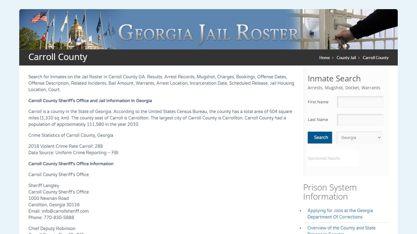 Carroll County | Georgia Jail Inmate Search