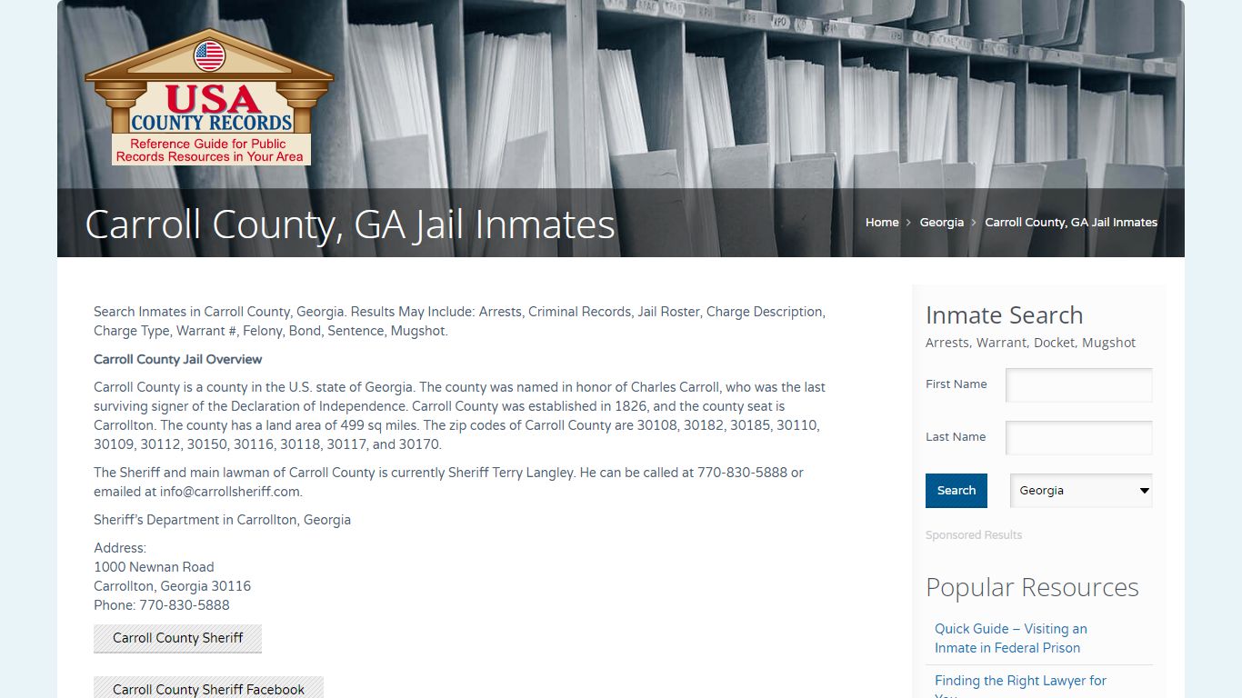 Carroll County, GA Jail Inmates | Name Search